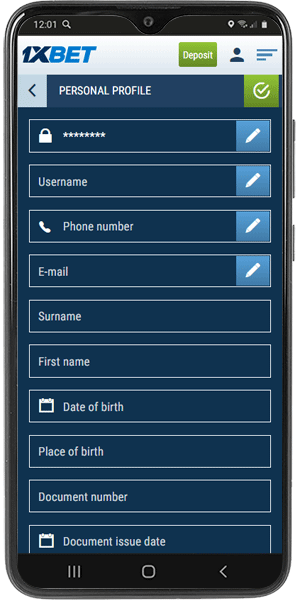 1xBet App APK Account Registration and Confirmation